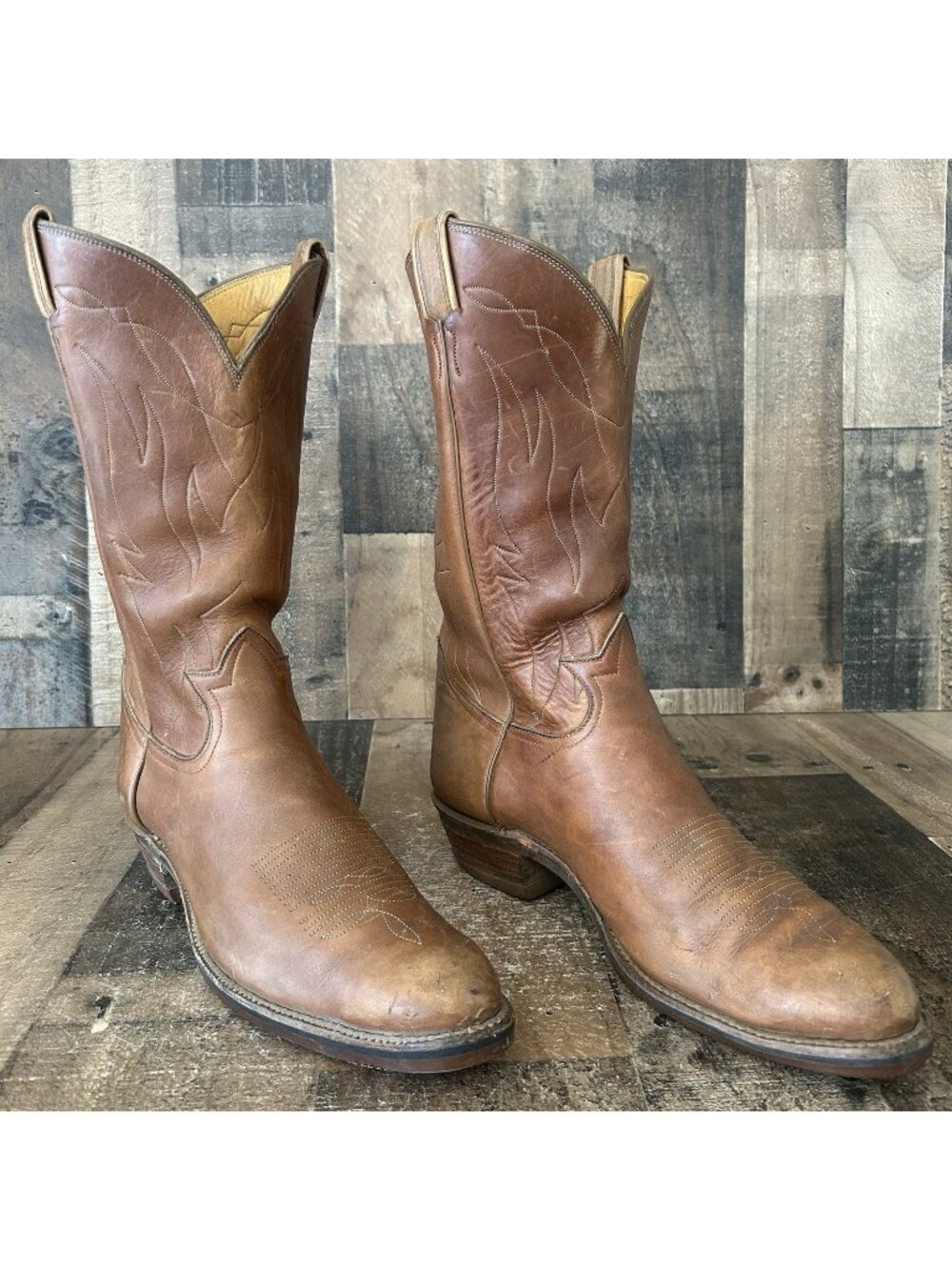 Tony Lama Vintage Gold Label Oil Proof Western Cowboy Boots Mens 13 B